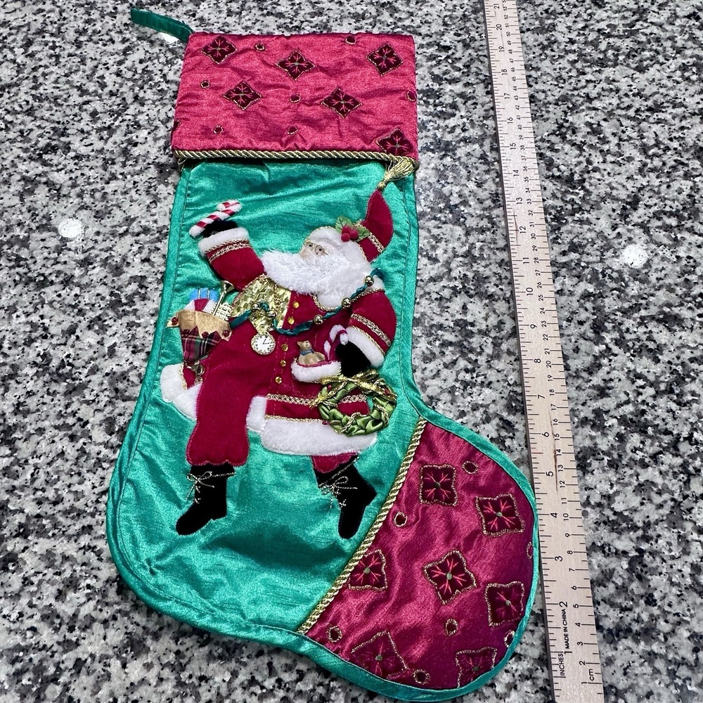 Christmas Stocking Red/green 3D Santa Claus presents,toys,instruments - Picture 5 of 11